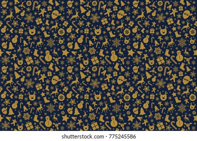 Seamless Christmas pattern with ornaments. Vector.