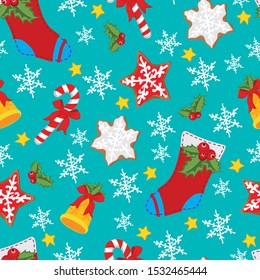 Seamless Christmas pattern for packaging and congratulations