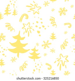 Seamless Christmas pattern. The pattern is painted with a brush.