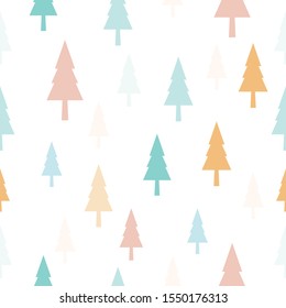 Seamless Christmas pattern with pastel trees for your design.