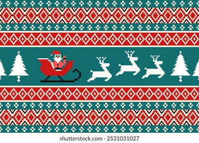  Seamless Christmas pattern, perfect for festive decorations, vintage designs, and holiday-themed textiles,Traditional ethnic, geometric, ethnic,culture, fabric,for textiles, rugs, wallpaper, clothing