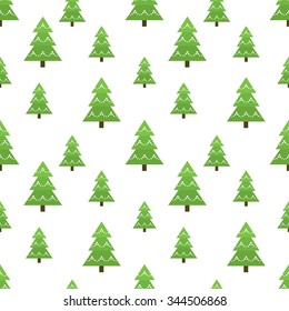 Seamless Christmas Pattern. Seamless pine Pattern. New year background. Winter holiday pattern of green pine tree with beads. Geometric Pattern. Abstract Background. Vector Regular Texture.