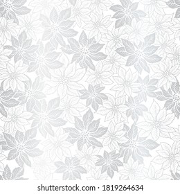 Motif harmonieux de Noël avec poinsettia sur fond argenté