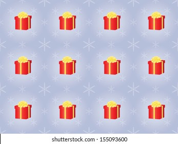 seamless Christmas pattern with presents and snowflakes
