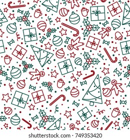 Seamless Christmas pattern in recognizable festive colors