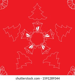 Seamless Christmas  pattern in red background.