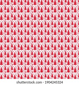 Seamless Christmas pattern with reindeer. Seamless flat pattern with icons of Happy New Year and Christmas Day. Geometric Christmas trees with stars, seamless pattern