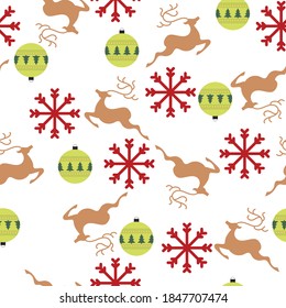 Seamless Christmas pattern with reindeer. Vector illustration.