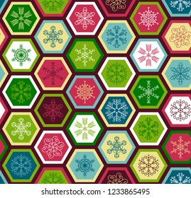 Patrón de Navidad sin inconvenientes en estilo retro. Antecedentes vectoriales para tela, papel pintado, carteles publicitarios, impresiones para niños, envoltura de regalo y papel, servilletas. Textura escandinava. Ornamento geométrico.