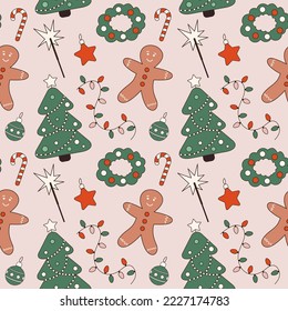 Seamless christmas pattern retro style