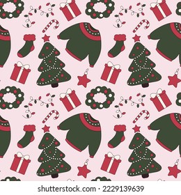 Seamless christmas pattern retro style