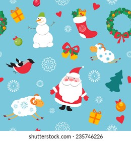 Seamless christmas pattern. Retro style. Vintage. Vector background. For kids.