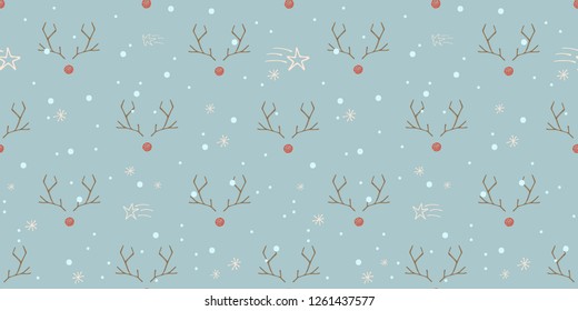 Seamless Christmas pattern and Rudolph the Rednosed Reindeer background snowfall   shooting stars  Perfect for gift wrappng paper background for holiday designs 