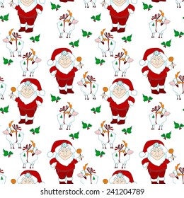 Seamless Christmas pattern with santa