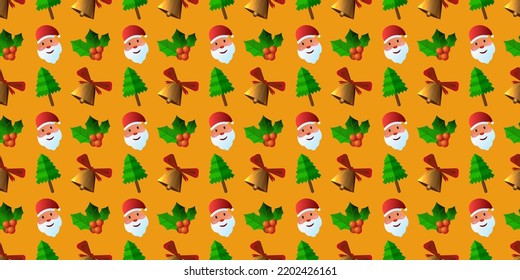Patrón de Navidad sin inconvenientes con los adornos de santa Claus y navidad