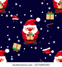 Seamless Christmas pattern Santa Claus and snowflakes Can be used for fabric, wrapping paper, scrapbooking, textiles, posters, signs and other Christmas designs.