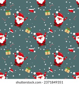 Seamless Christmas pattern Santa Claus and snowflakes Can be used for fabric, wrapping paper, scrapbooking, textiles, posters, signs and other Christmas designs.