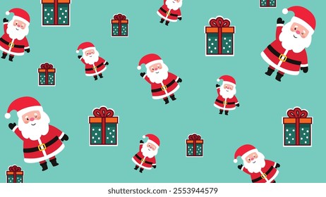 Seamless Christmas pattern with Santa Claus. Christmas background. SSTKChristmas and SSTKBackground