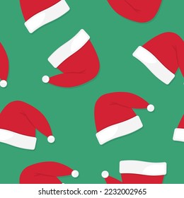 seamless christmas pattern with santa hat- vector illustration