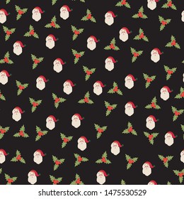Seamless Christmas pattern Santa holliday xmas. Vector illustration. - Vector