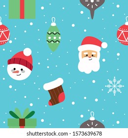 seamless Christmas pattern with santa snowman gift box vector illustration paper design