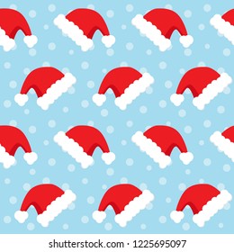 Seamless christmas pattern with Santa's hat