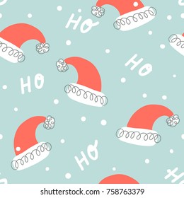 Seamless Christmas pattern with Santa's hats