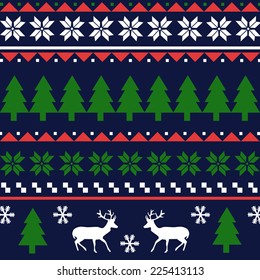 Seamless Christmas pattern or scandynavian pattern, vector illustration