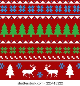 Seamless Christmas pattern or scandynavian pattern, vector illustration