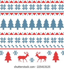 Seamless Christmas pattern or scandynavian pattern, vector illustration