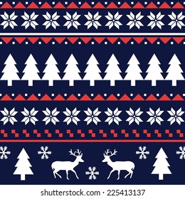 Seamless Christmas pattern or scandynavian pattern, vector illustration