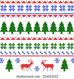 Seamless Christmas pattern or scandynavian pattern, vector illustration