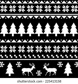 Seamless Christmas pattern or scandynavian pattern, vector illustration