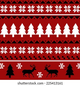 Seamless Christmas pattern or scandynavian pattern, vector illustration