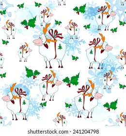 Seamless Christmas pattern with sheep