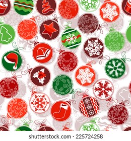 Patrón de Navidad sin inconvenientes con bolas de contorno simples.  Se puede usar textura sin fin para papel de pared horizontal, rellenos de patrones, invitaciones de navidad y tarjetas de felicitación.Ilustración vectorial 