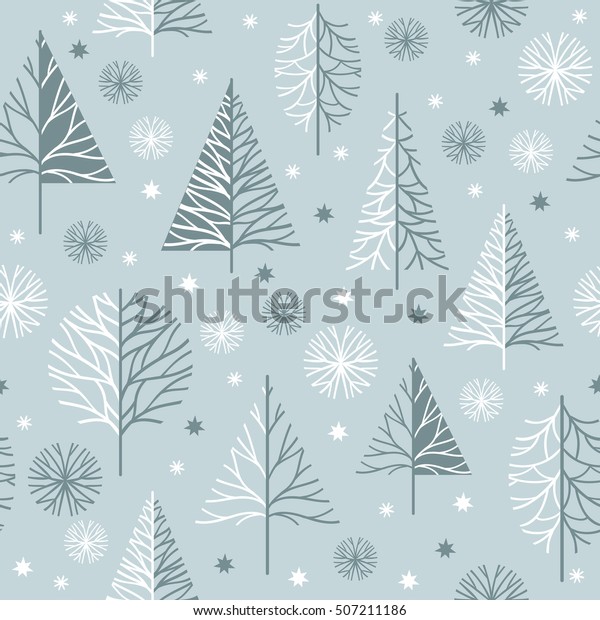 Seamless Christmas Pattern Snow Covered Trees Stock Vector (Royalty ...