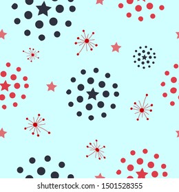 Seamless Christmas pattern with Snow flakes and stars perfect for greeting card backgrounds, giftwrapping, wrapping papers, packaging or fabrics