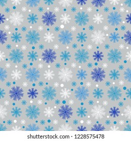 Seamless Christmas pattern with a pattern of snowflakes.
