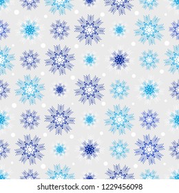 Seamless Christmas pattern with a pattern of snowflakes.
