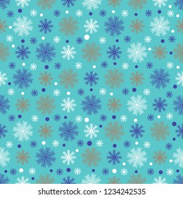 Seamless Christmas pattern with a pattern of snowflakes.
