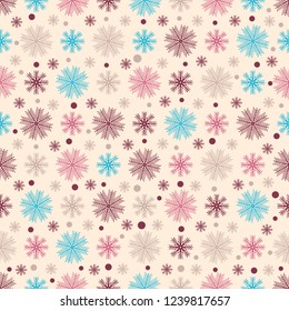 Seamless Christmas pattern with a pattern of snowflakes.
