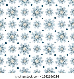 Seamless Christmas pattern with a pattern of snowflakes.
