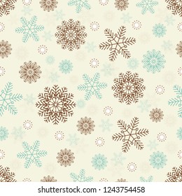 Seamless Christmas pattern with a pattern of snowflakes.
