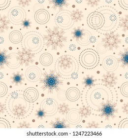 Seamless Christmas pattern with a pattern of snowflakes.
