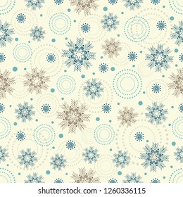 Seamless Christmas pattern with a pattern of snowflakes.
