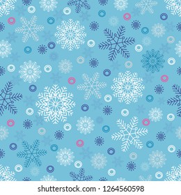 Seamless Christmas pattern with a pattern of snowflakes.
