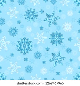 Seamless Christmas pattern with a pattern of snowflakes.


