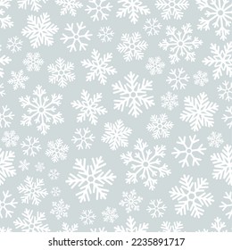 Seamless Christmas pattern with snowflakes background. New year vector illustration. Design for web, wrapping, wallpaper, print, cover textile fashion
