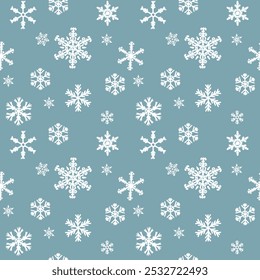 Seamless Christmas pattern with snowflakes background. New year vector illustration. Design for web, wrapping, wallpaper, print, cover textile fashion